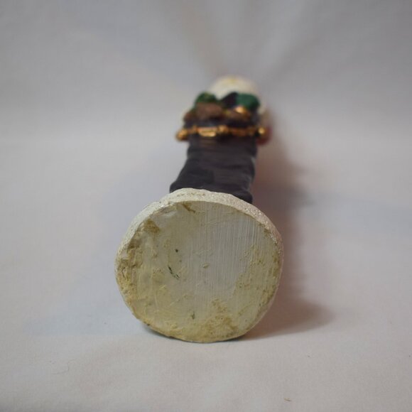 Vintage Resin Skinny Santa Claus Figure With Black Toy Sack Teddy Bear Presents - Picture 9 of 11